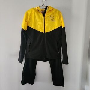Nike Dri-Fit Livestrong Yellow Black Full Zip Jacket Hood Pants S RARE Womans